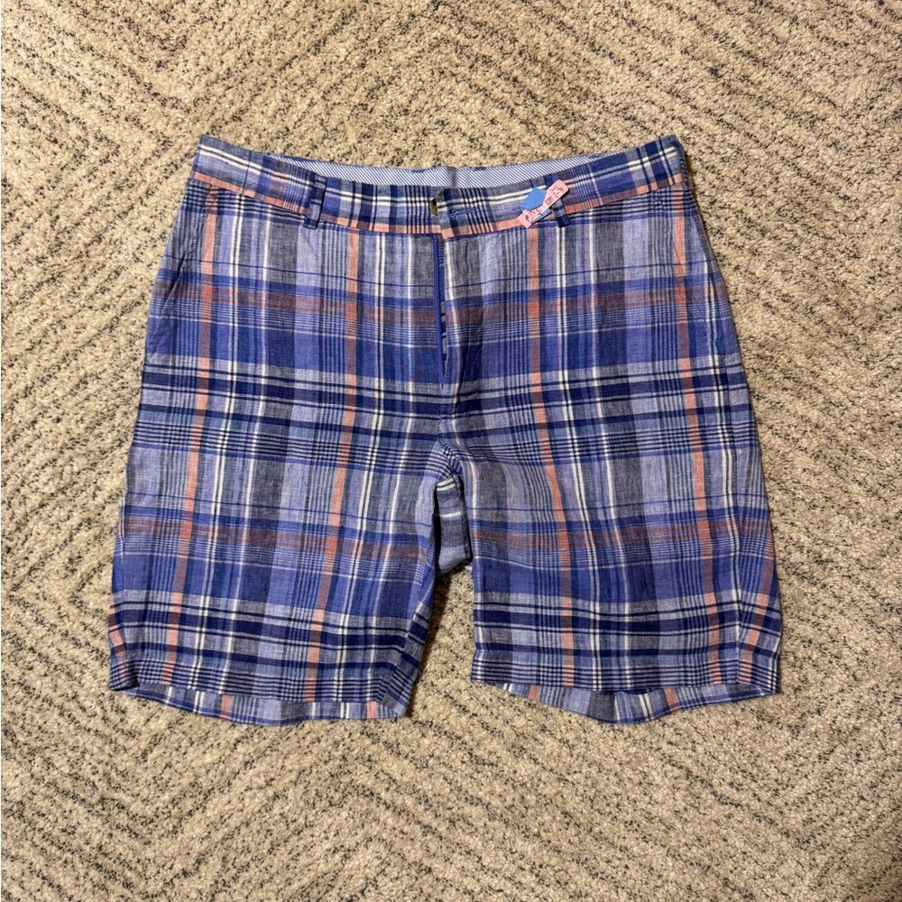 Peter Millar Seaside Madras Linen Shorts